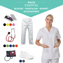 Kit Infirmière Mixte Pantalon + Blouse + Basket + Accessoires