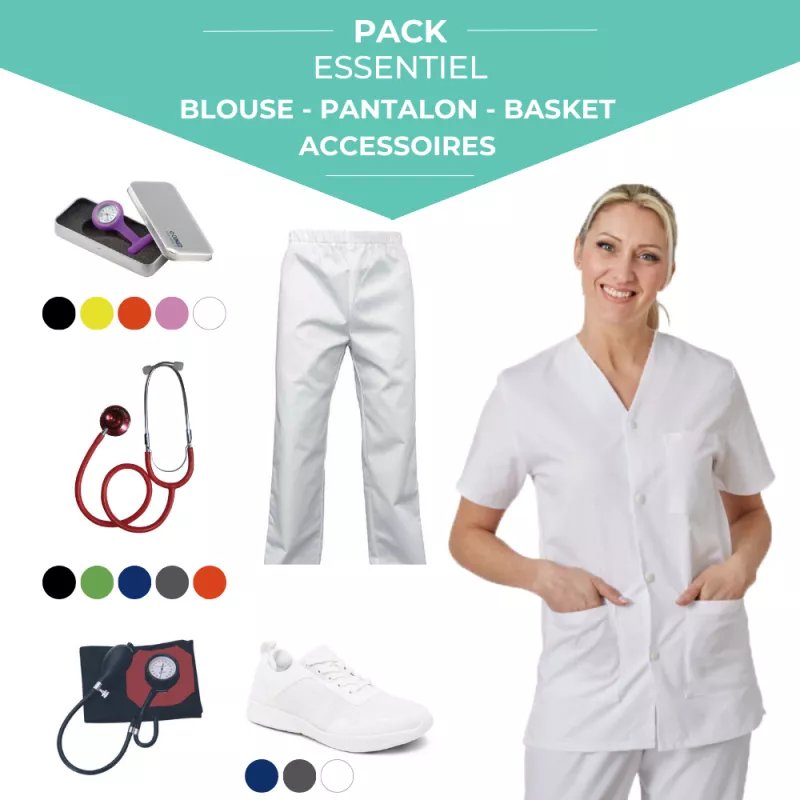 Kit Infirmier Complet : blouse, pantalon, basket et accessoires| Sanipod