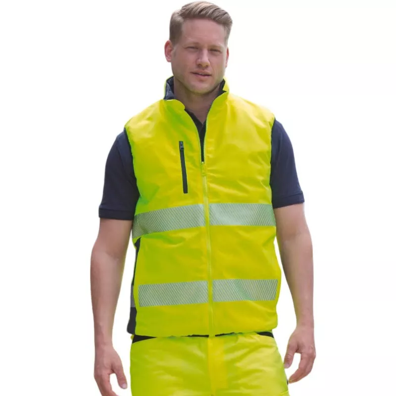 Bodywarmer matelassé réversible haute visibilité ambulancier