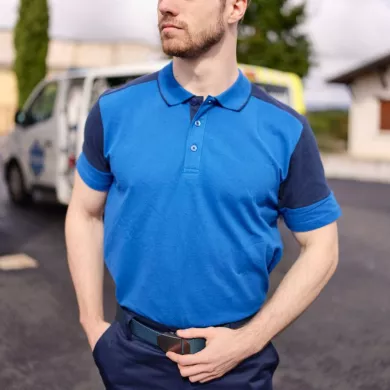 Polo homme prime bi-colore ECO-RESPONSABLE | Sanipod