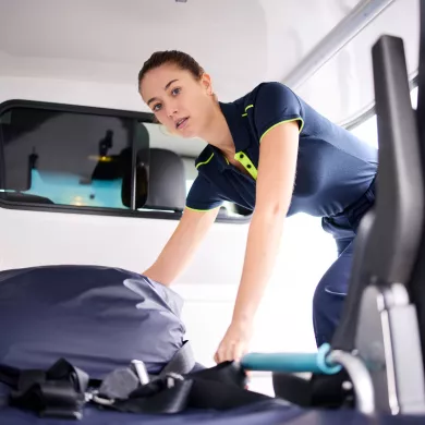 Polo femme contrasté ambulancier | Sanipod