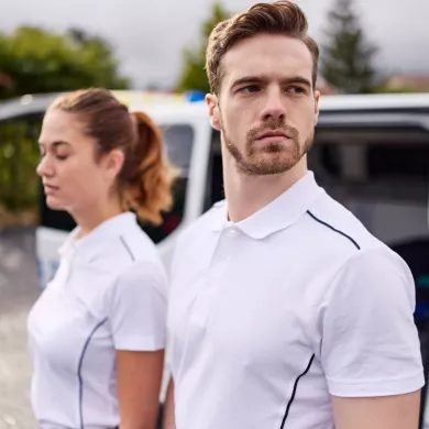 Polo contrasté ambulancier homme | Sanipod