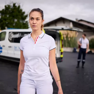 Polo femme contrasté ambulancier | Sanipod
