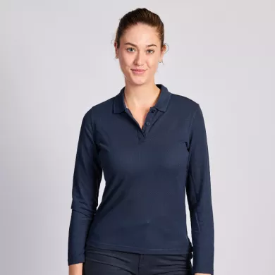 Polo piqué manches longues - femme | Sanipod
