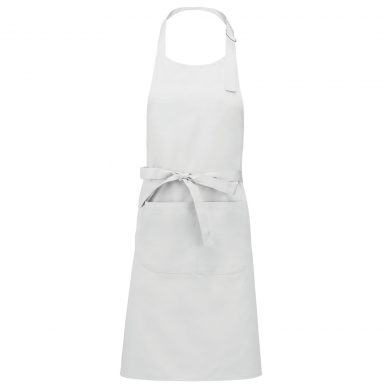 Tablier blanc en polycoton avec poche