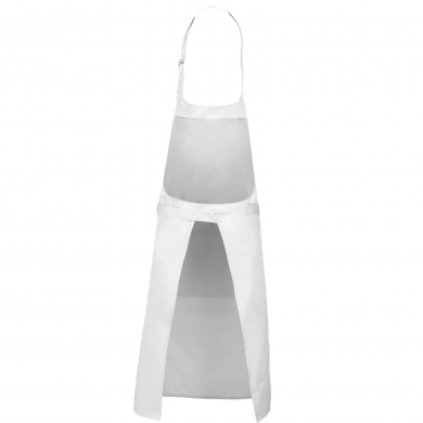 Tablier blanc en polycoton avec poche