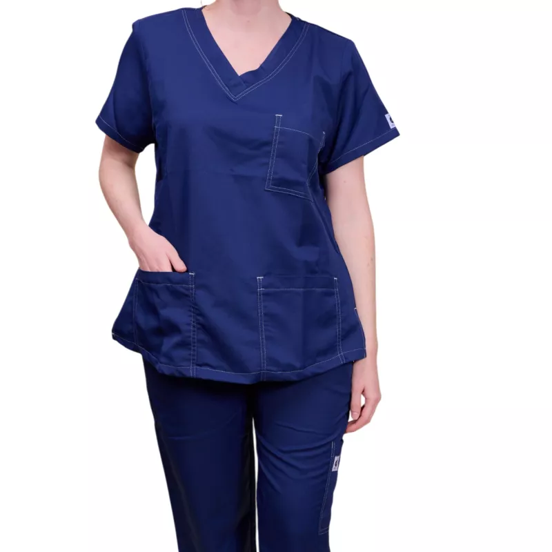 Tunique Médicale Femme Col en V - TISSU NATURA Stretch