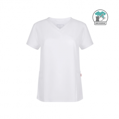 Tunique médicale à manches courte Femme - avec broderie