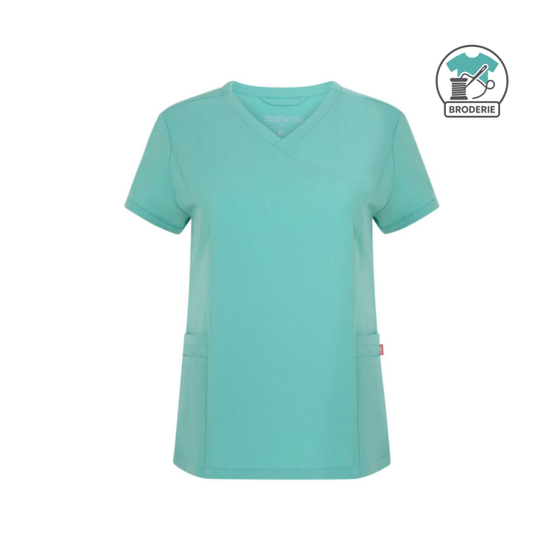 Tunique médicale à manches courte Femme - avec broderie