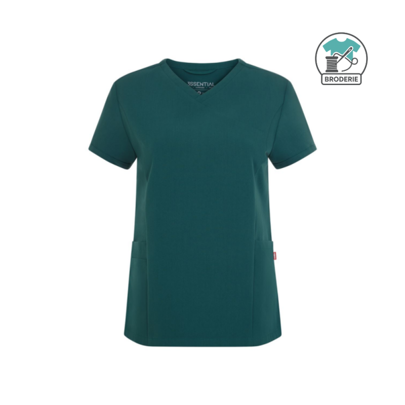 Tunique médicale à manches courte Femme - avec broderie