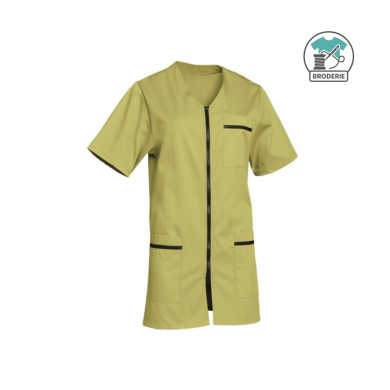 Blouse manches courtes à zip - femme - avec broderie